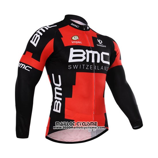 2015 Maillot Ciclismo BMC Noir et Rouge Manches Longues et Cuissard